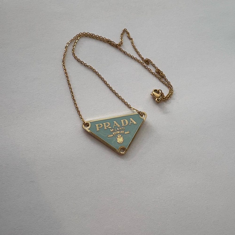 Prada Teal and Blue Necklace upcycled